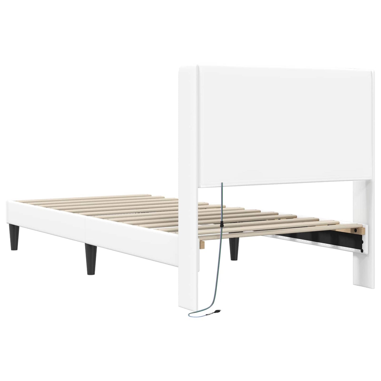Struttura del letto con testiera Bianco 90 x 190 cm Similpelle | homemem39