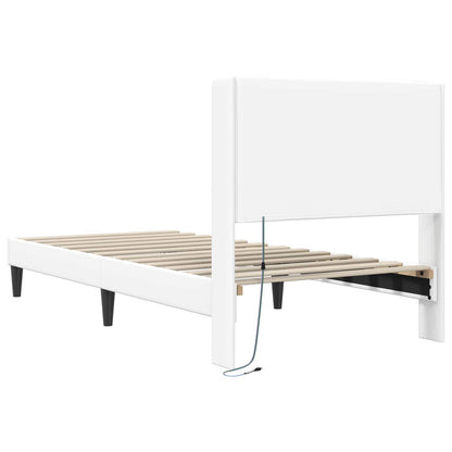 Struttura del letto con testiera Bianco 90 x 190 cm Similpelle | homemem39