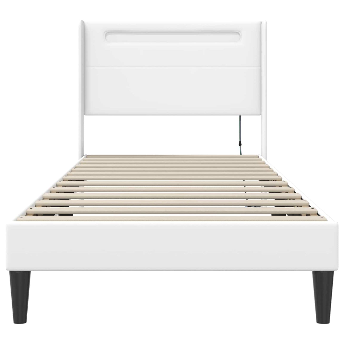 Struttura del letto con testiera Bianco 90 x 190 cm Similpelle | homemem39