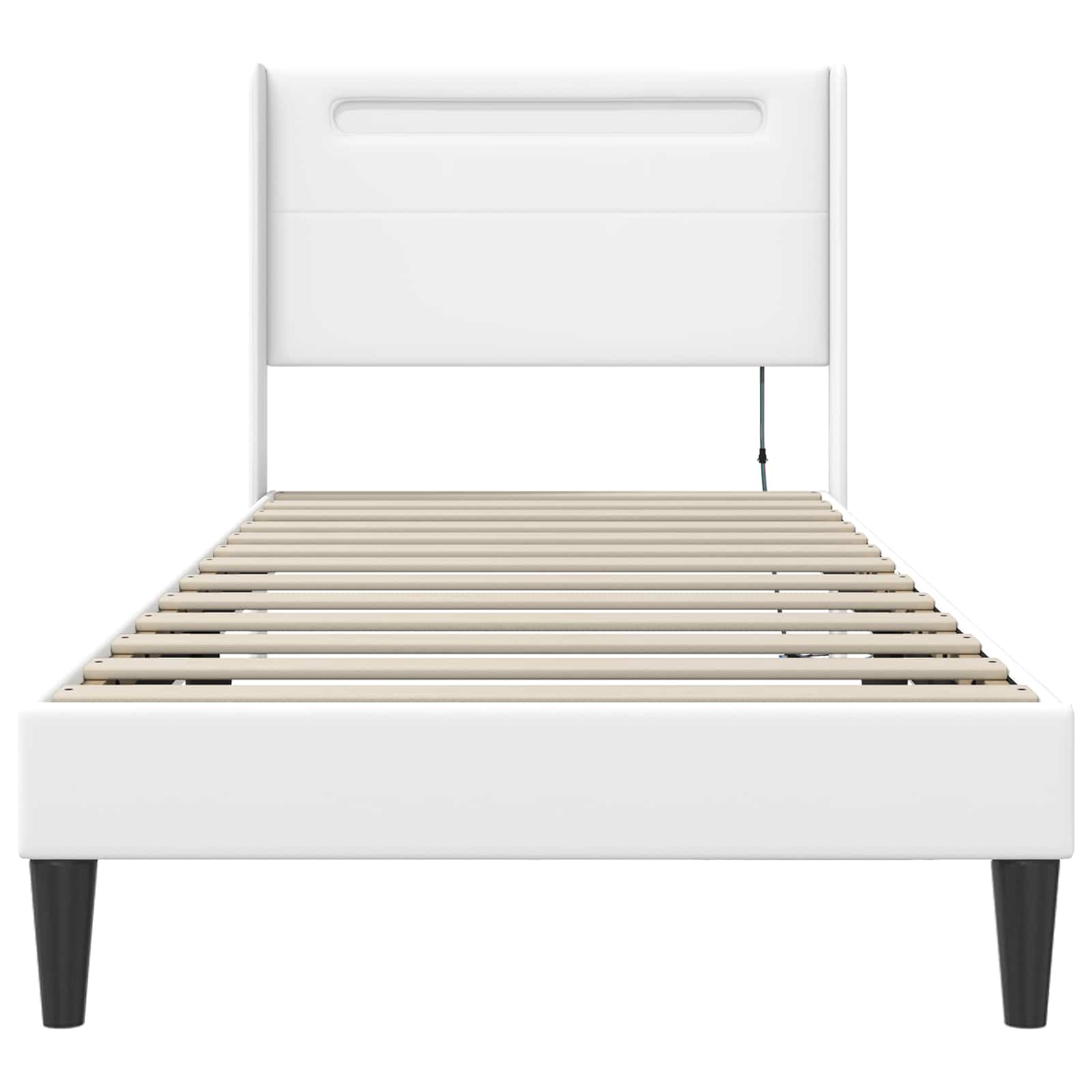 Struttura del letto con testiera Bianco 90 x 190 cm Similpelle | homemem39