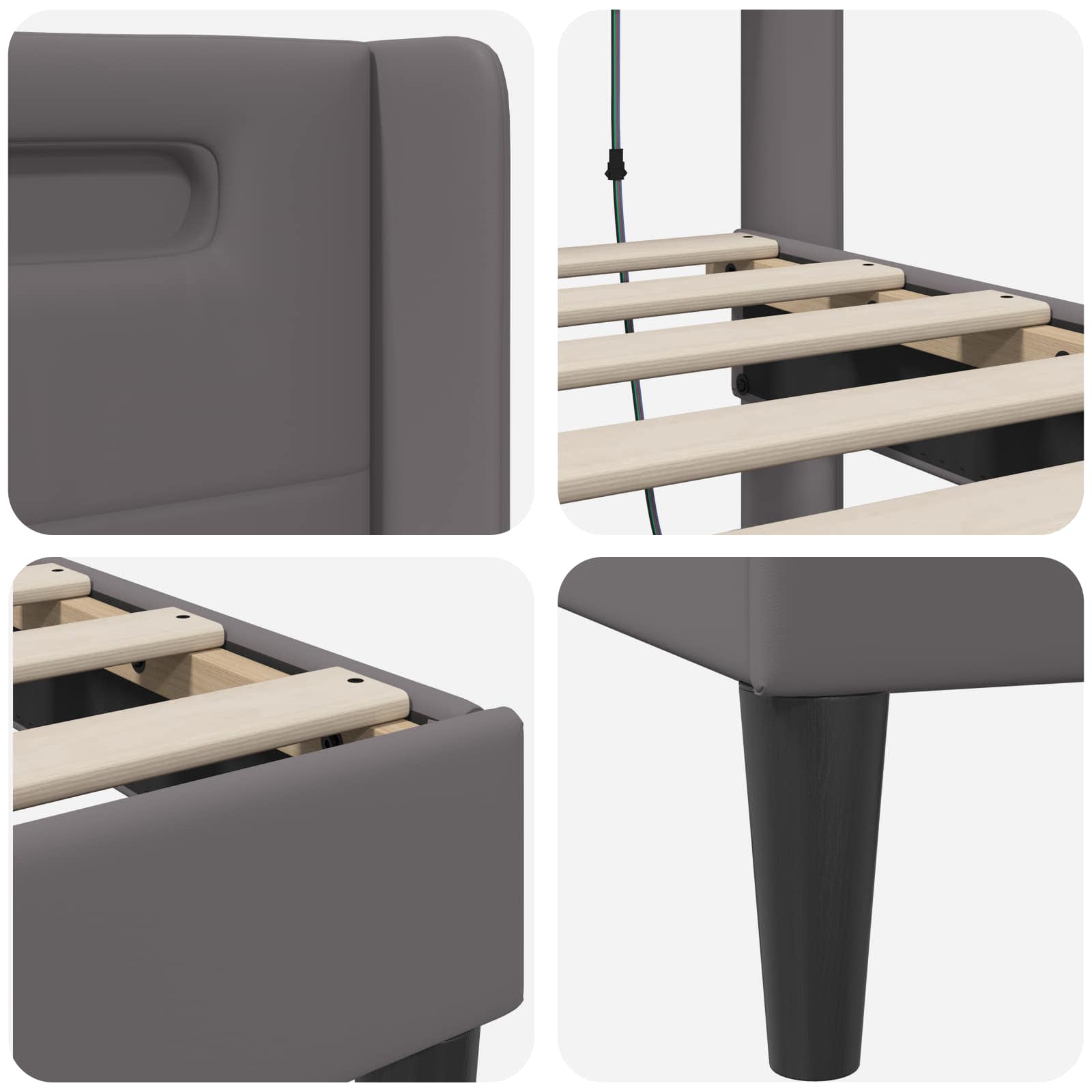 Struttura del letto con testiera Grigio 90 x 200 cm Similpelle | homemem39