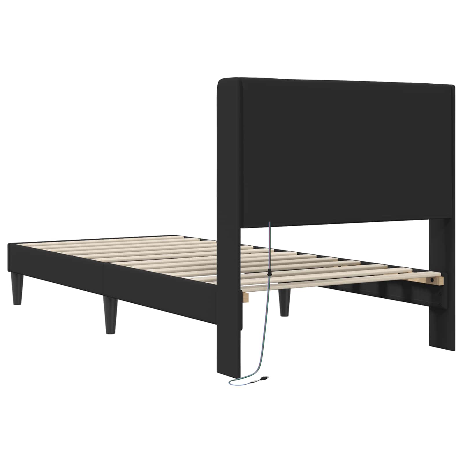 Struttura del letto con strisce LED Nero 90 x 200 cm Similpelle | homemem39