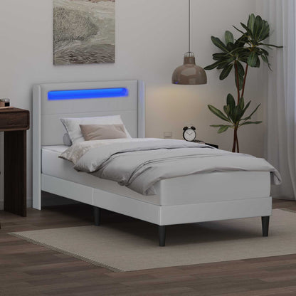 Struttura del letto con testiera Bianco 90 x 200 cm Similpelle | homemem39