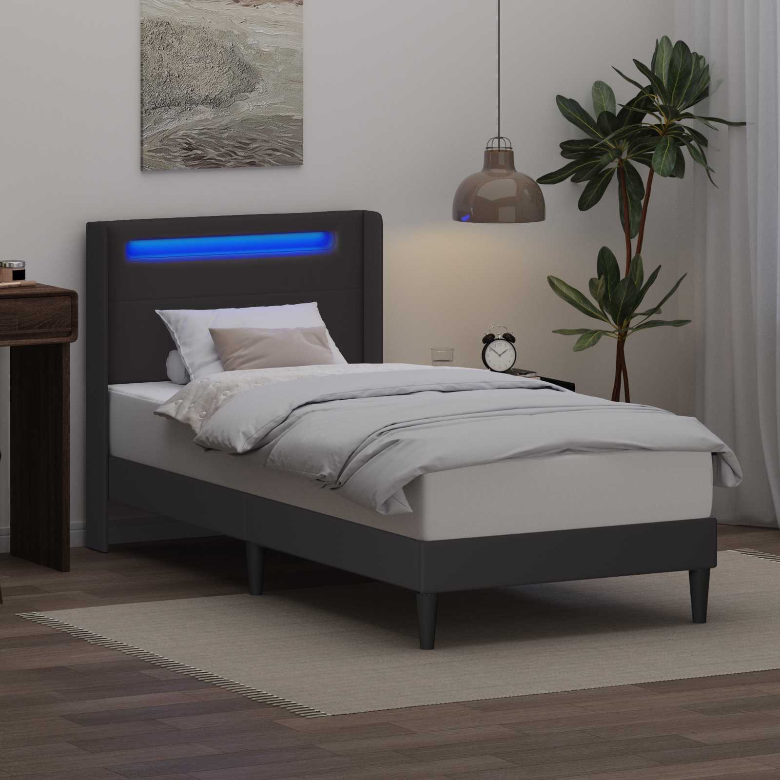Struttura del letto con testiera Grigio 100 x 200 cm Similpelle | homemem39