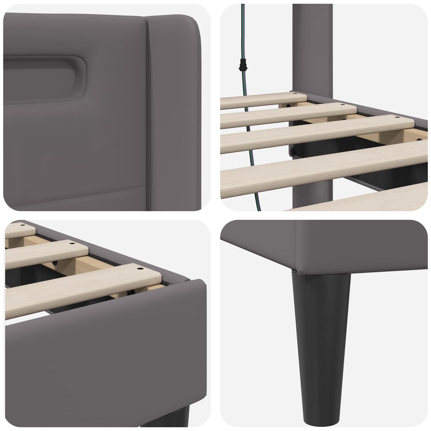 Struttura del letto con testiera Grigio 120 x 190 cm Similpelle | homemem39