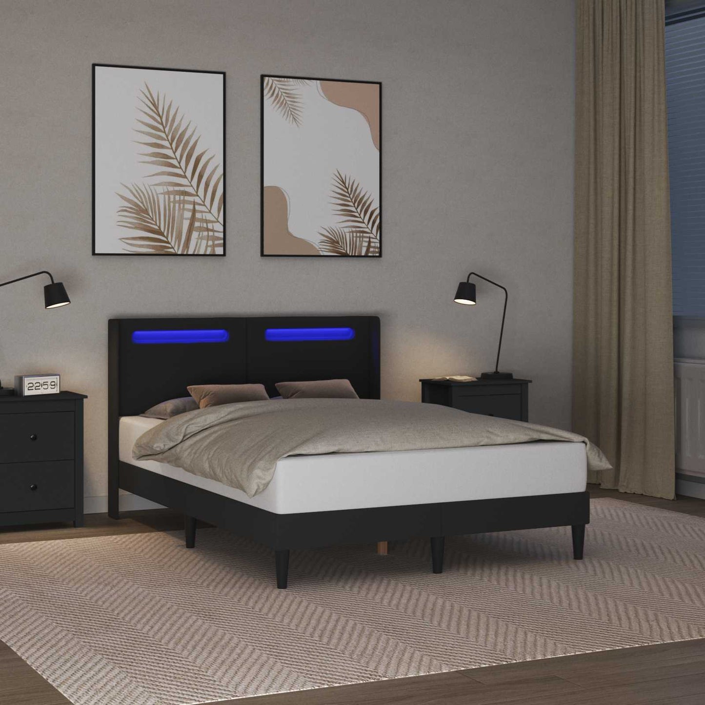Struttura del letto con testiera Nero 140 x 190 cm Similpelle | homemem39