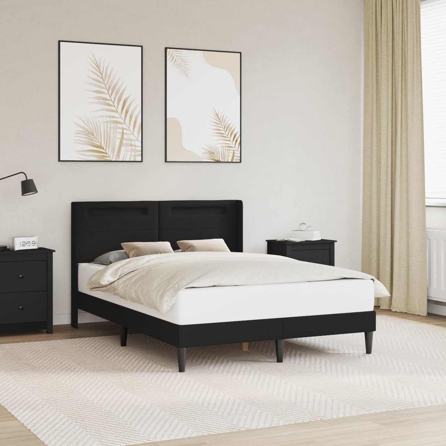 Struttura del letto con testiera Nero 140 x 190 cm Similpelle | homemem39