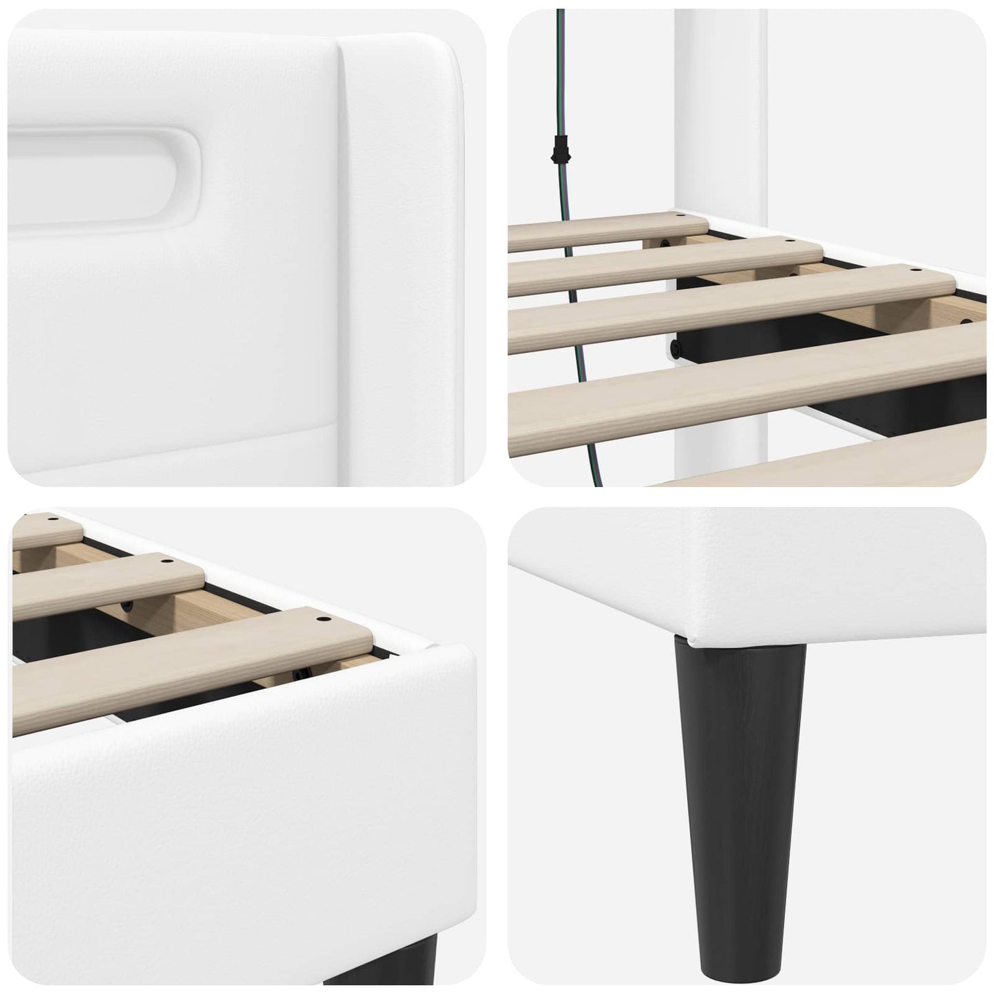 Struttura del letto con testiera Bianco 140 x 190 cm Similpelle | homemem39