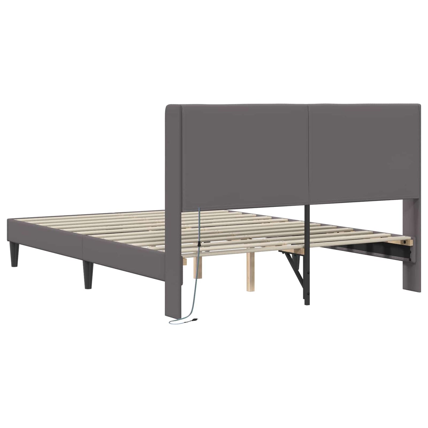 Struttura del letto con testiera Grigio 140 x 200 cm Similpelle | homemem39