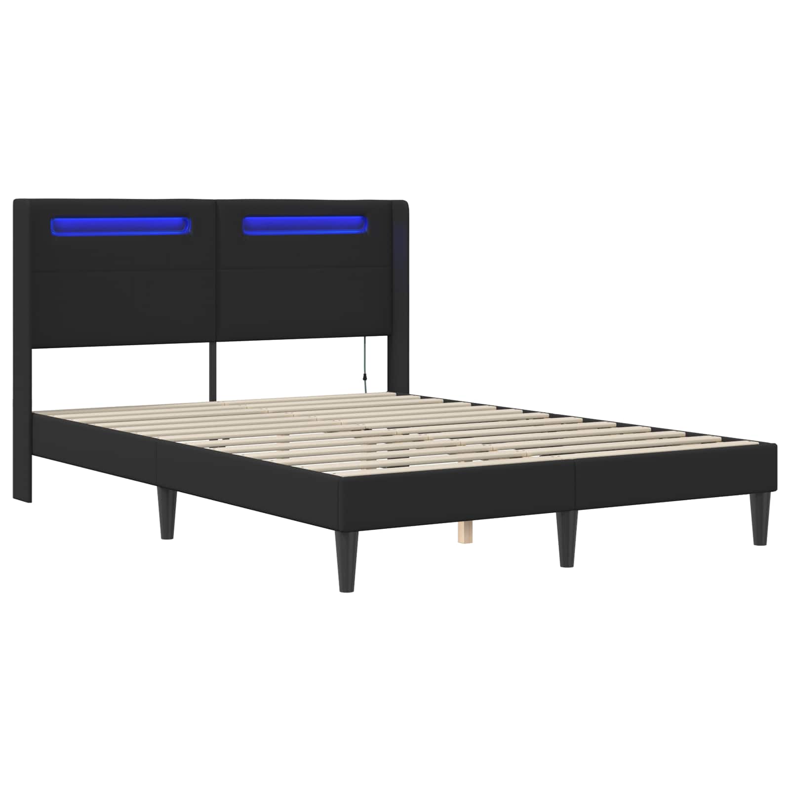 Struttura del letto con testiera Nero 140 x 200 cm Similpelle | homemem39