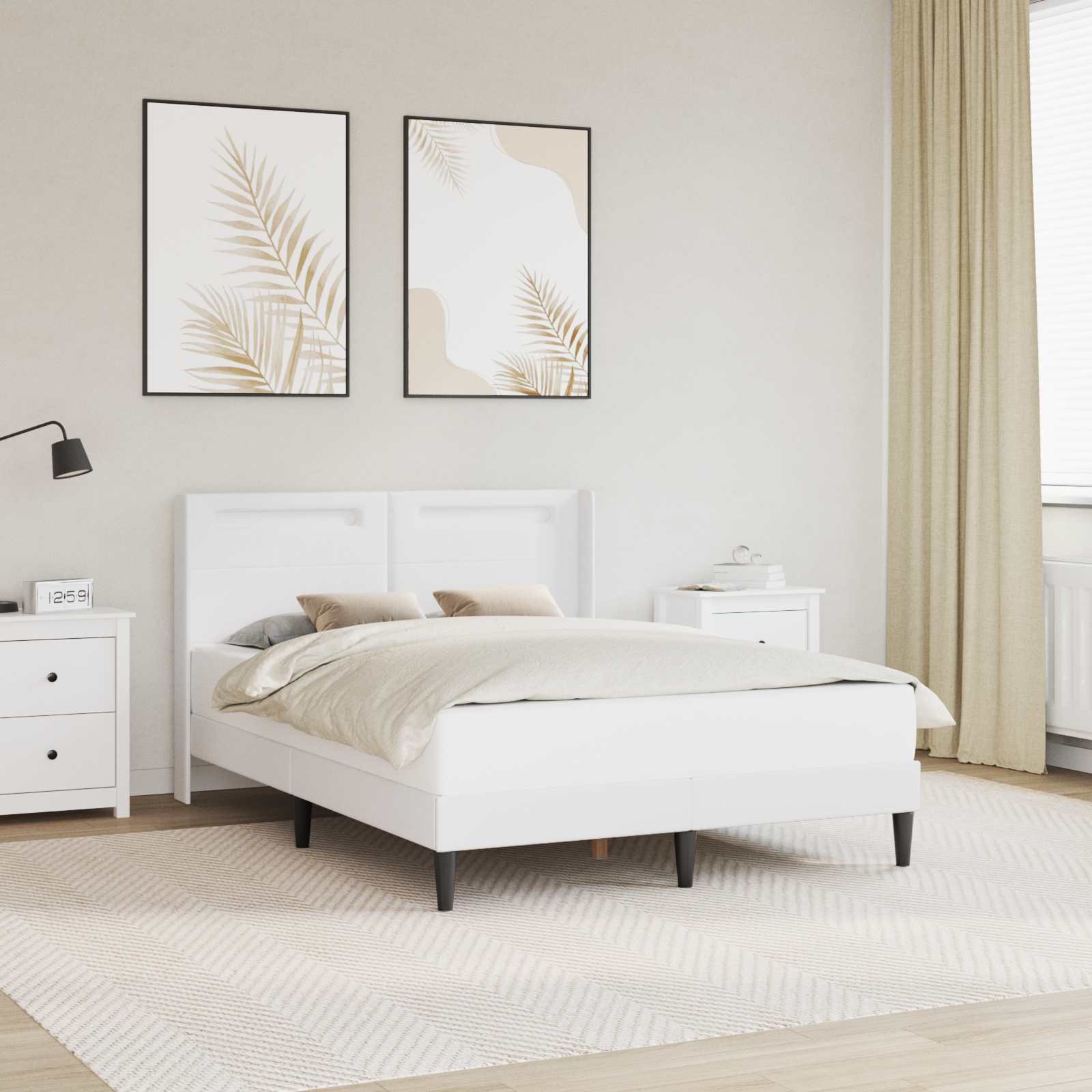 Struttura del letto con testiera Bianco 160 x 200 cm Similpelle | homemem39