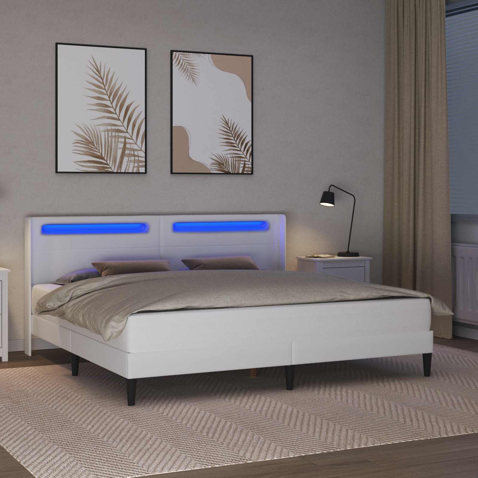 Struttura del letto con testiera Bianco 180 x 200 cm Similpelle | homemem39