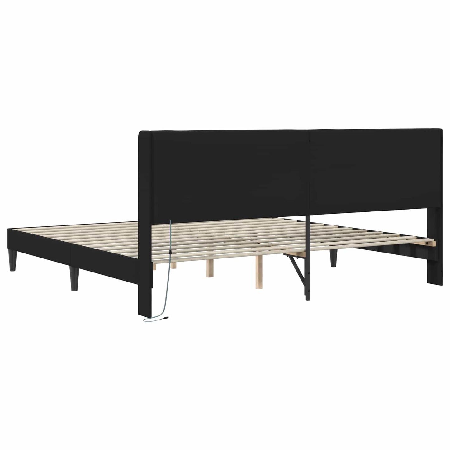 Struttura del letto con strisce LED Nero 200 x200 cm Similpelle | homemem39