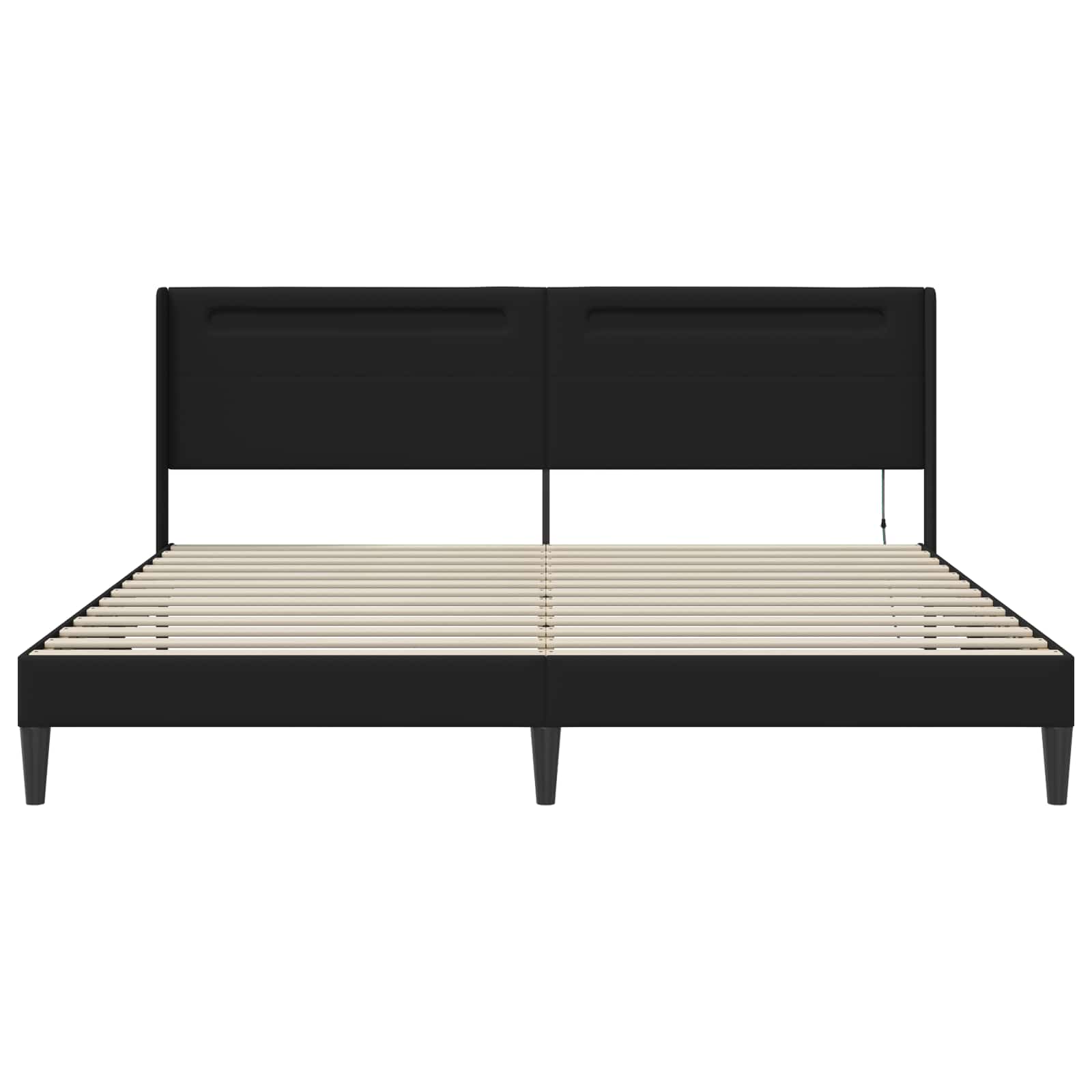 Struttura del letto con strisce LED Nero 200 x200 cm Similpelle | homemem39