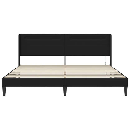 Struttura del letto con strisce LED Nero 200 x200 cm Similpelle | homemem39