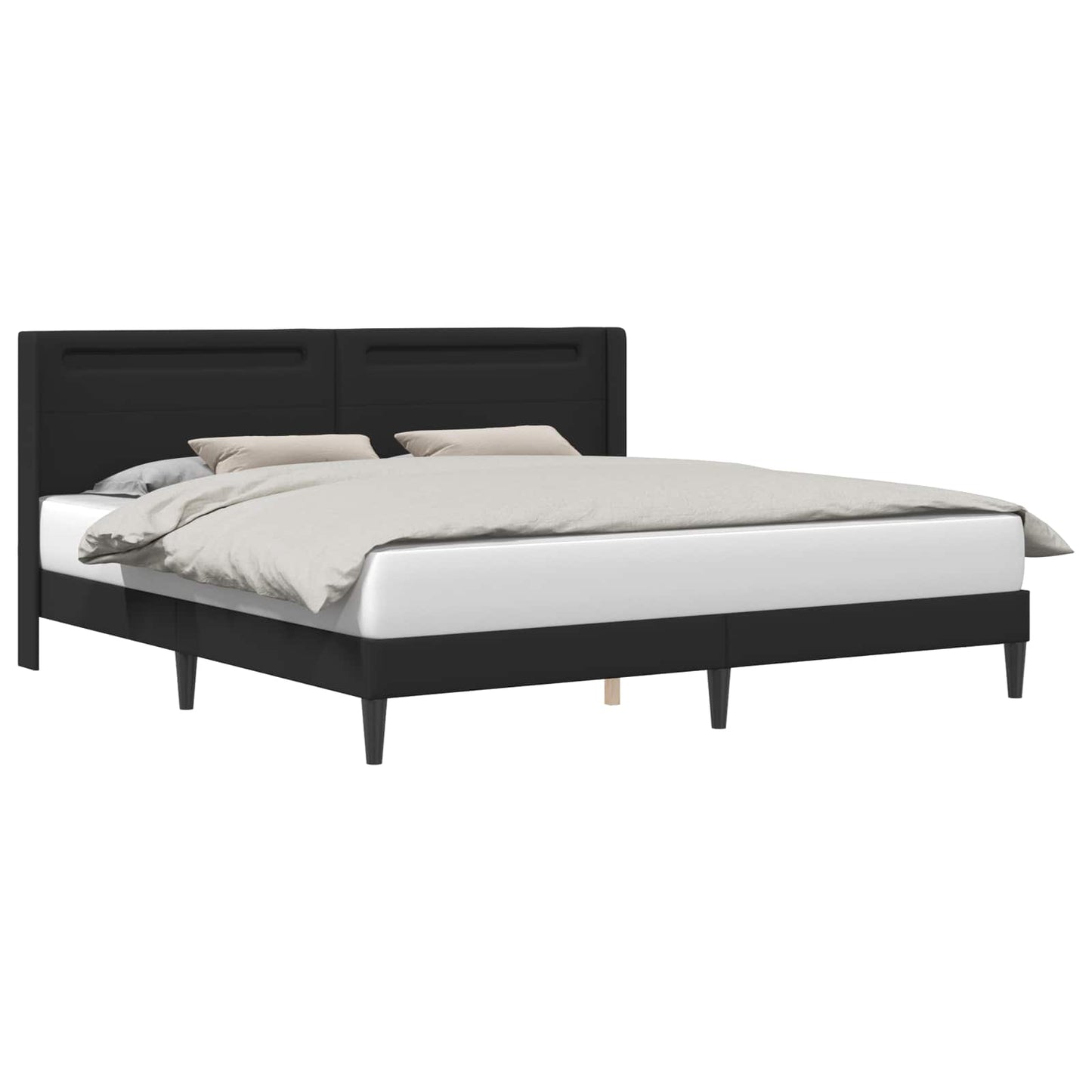 Struttura del letto con strisce LED Nero 200 x200 cm Similpelle | homemem39