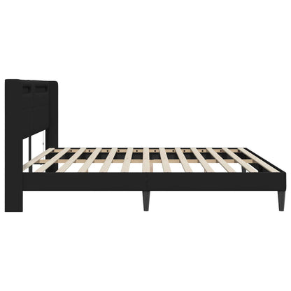 Struttura del letto con strisce LED Nero 200 x200 cm Similpelle | homemem39