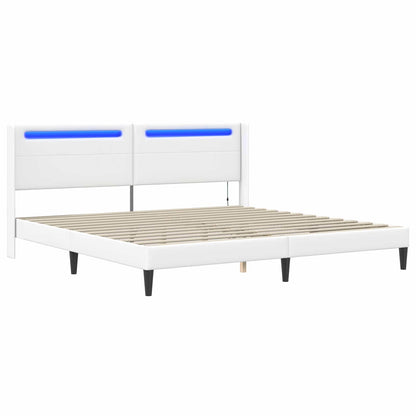 Struttura del letto con testiera Bianco 200 x200 cm Similpelle | homemem39