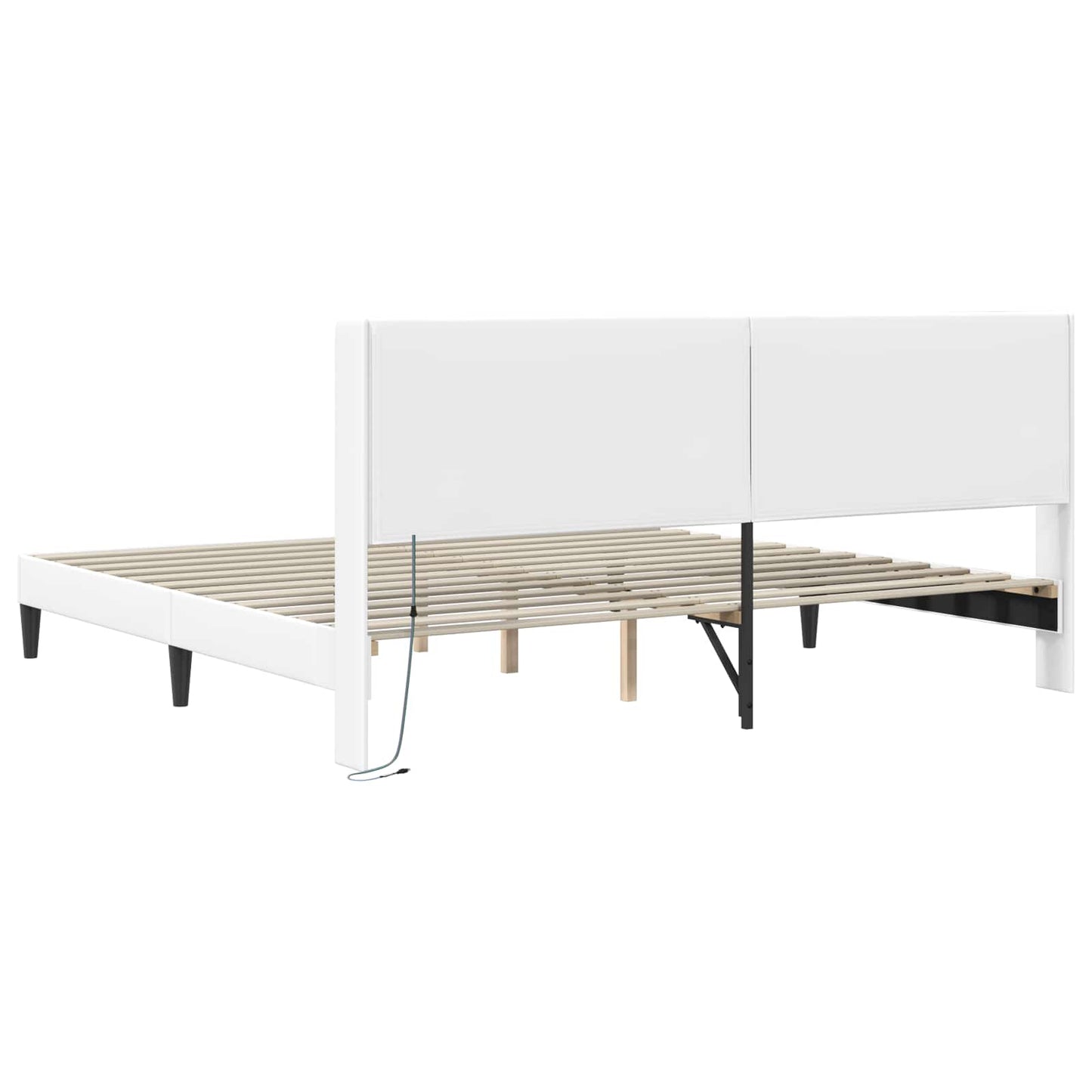 Struttura del letto con testiera Bianco 200 x200 cm Similpelle | homemem39
