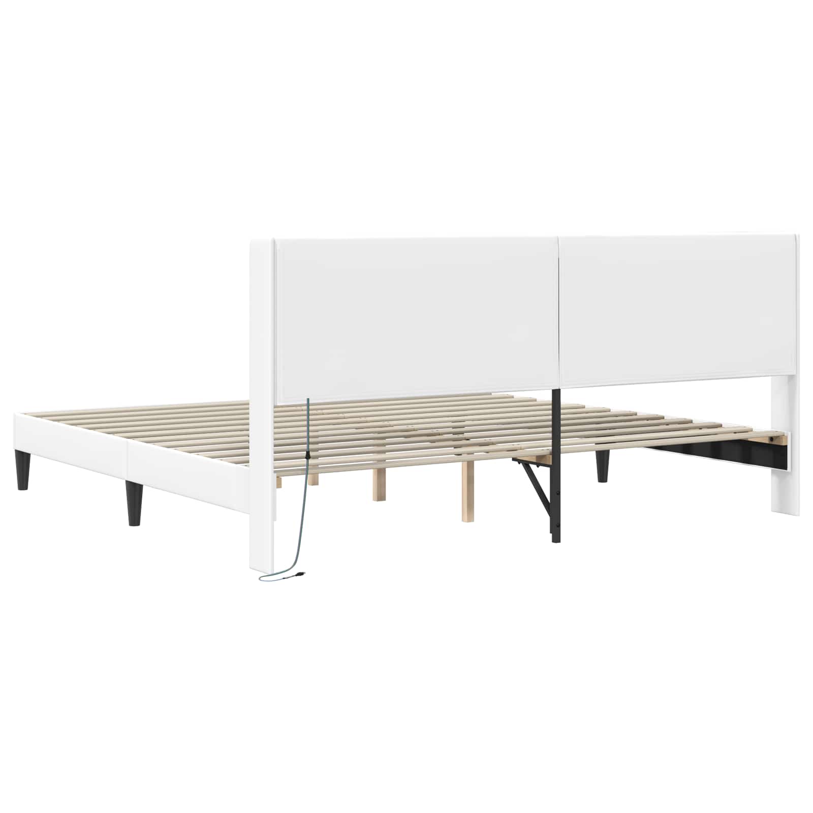 Struttura del letto con testiera Bianco 200 x200 cm Similpelle | homemem39