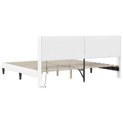 Struttura del letto con testiera Bianco 200 x200 cm Similpelle | homemem39