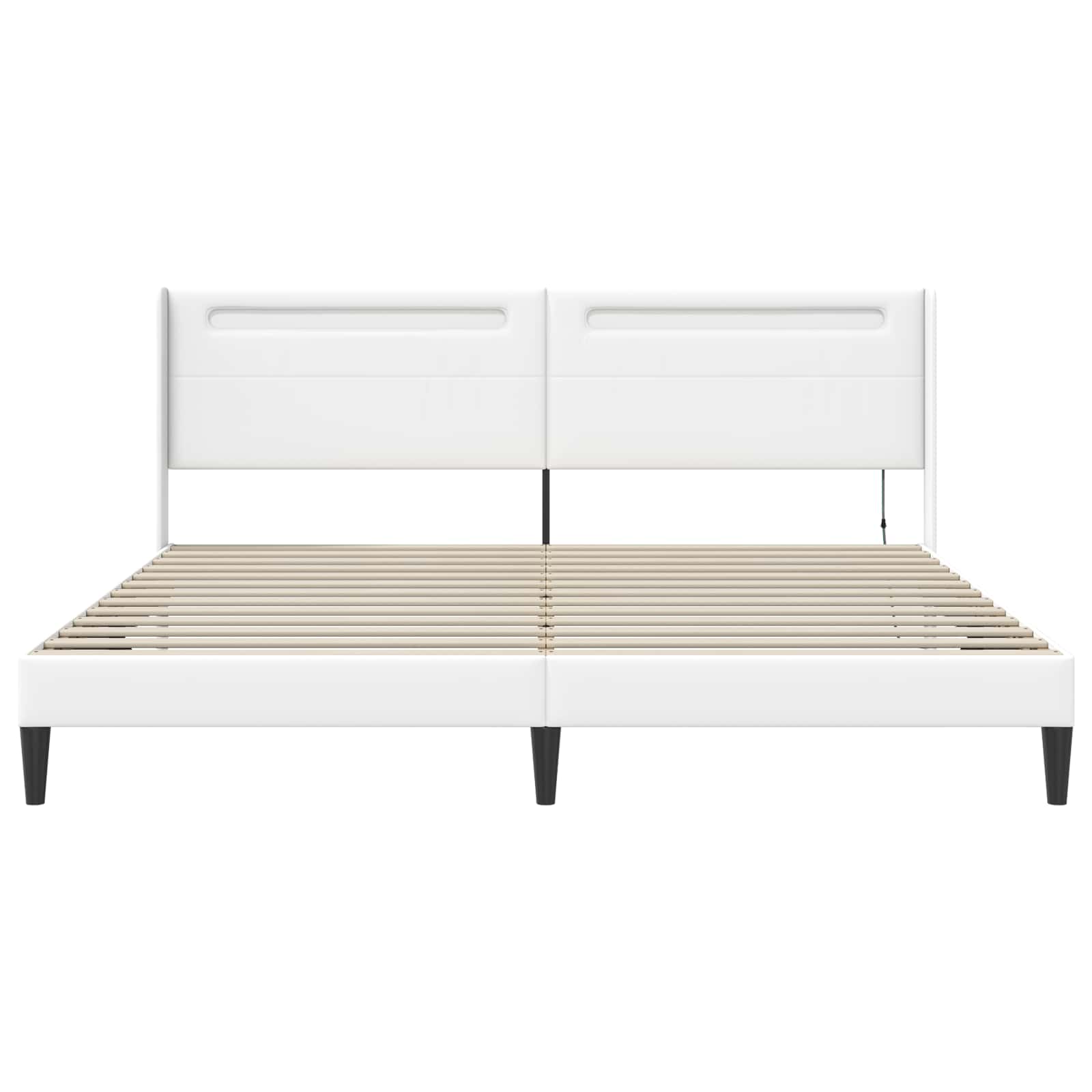 Struttura del letto con testiera Bianco 200 x200 cm Similpelle | homemem39