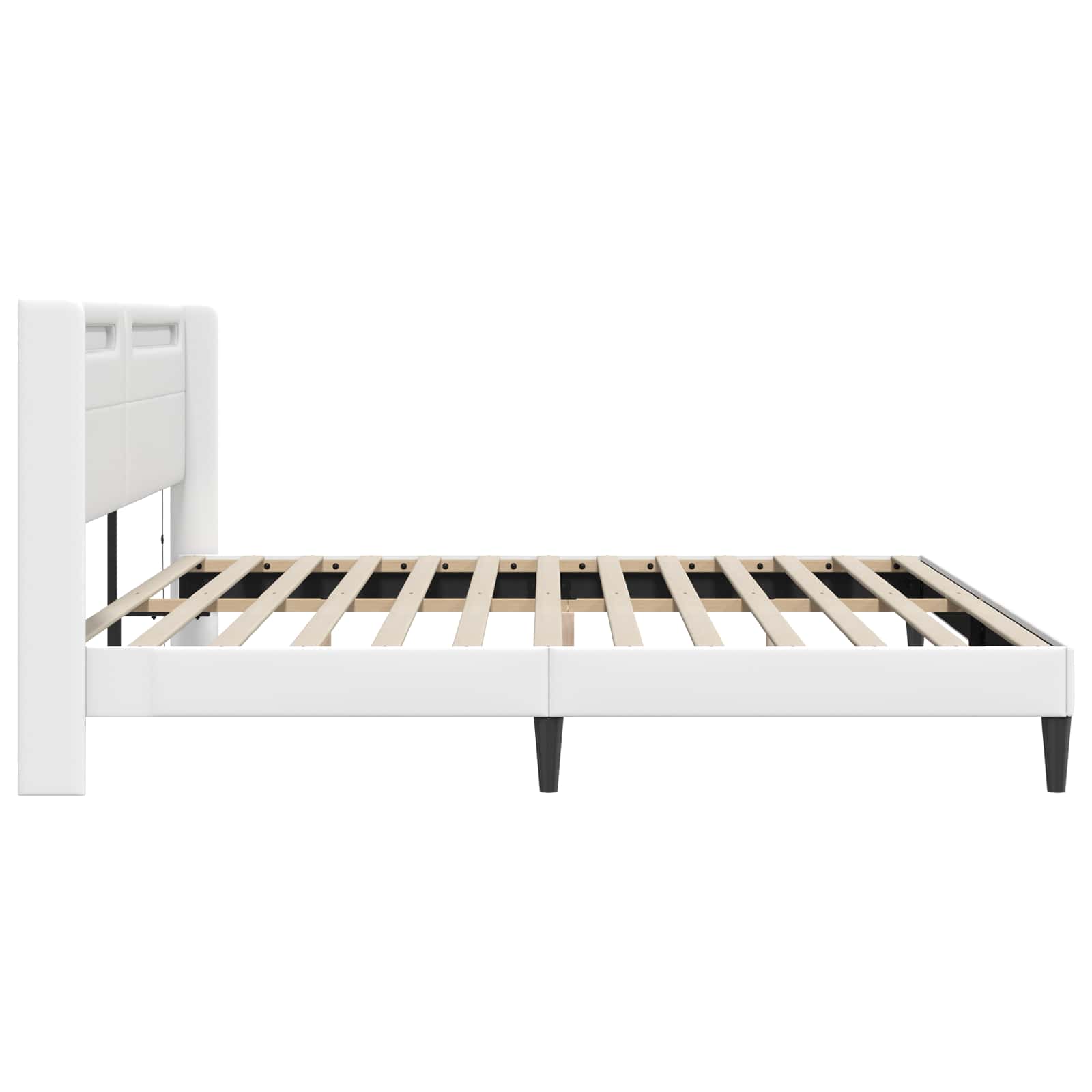 Struttura del letto con testiera Bianco 200 x200 cm Similpelle | homemem39