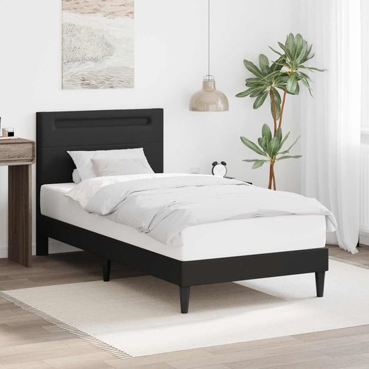 Struttura del letto con strisce LED Nero 80 x 200 cm Similpelle | homemem39