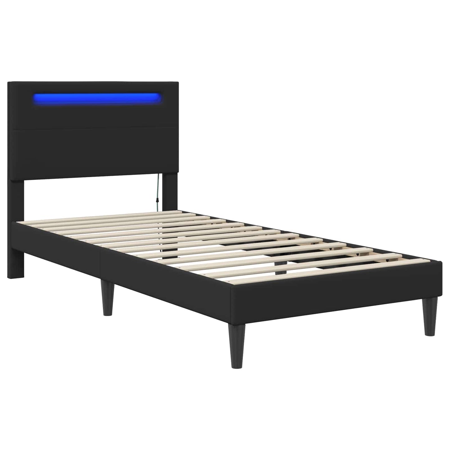 Struttura del letto con strisce LED Nero 80 x 200 cm Similpelle | homemem39