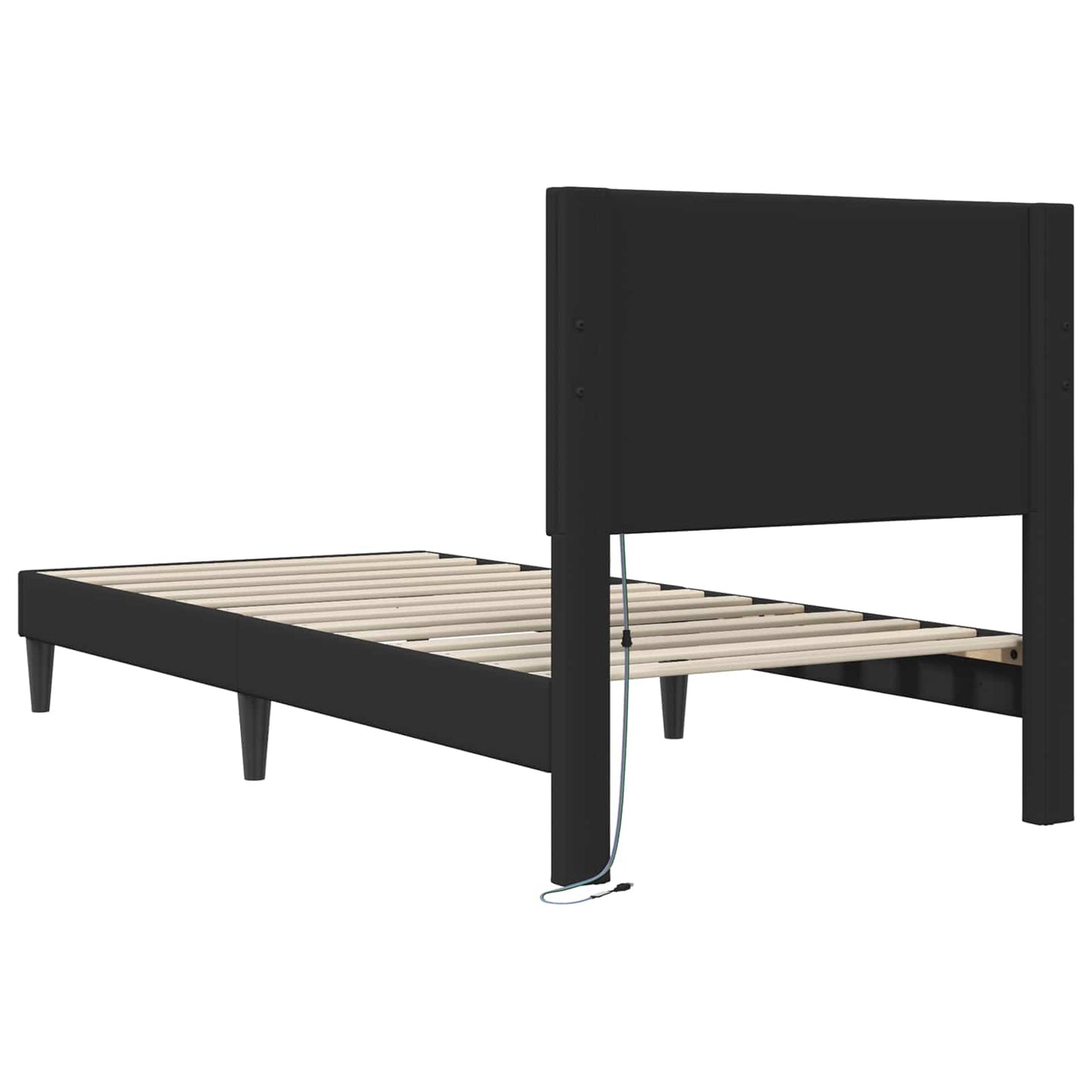 Struttura del letto con strisce LED Nero 80 x 200 cm Similpelle | homemem39