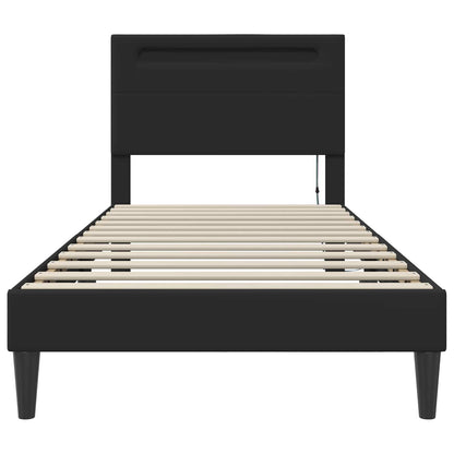 Struttura del letto con strisce LED Nero 80 x 200 cm Similpelle | homemem39