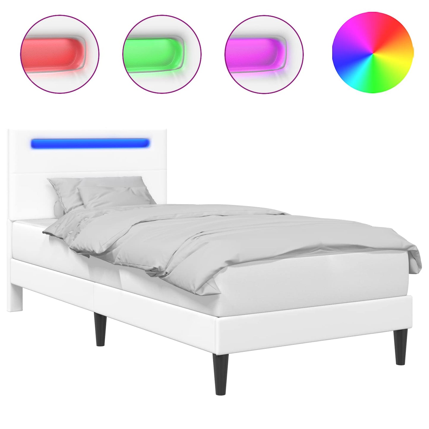 Struttura del letto con testiera Bianco 80 x 200 cm Similpelle | homemem39