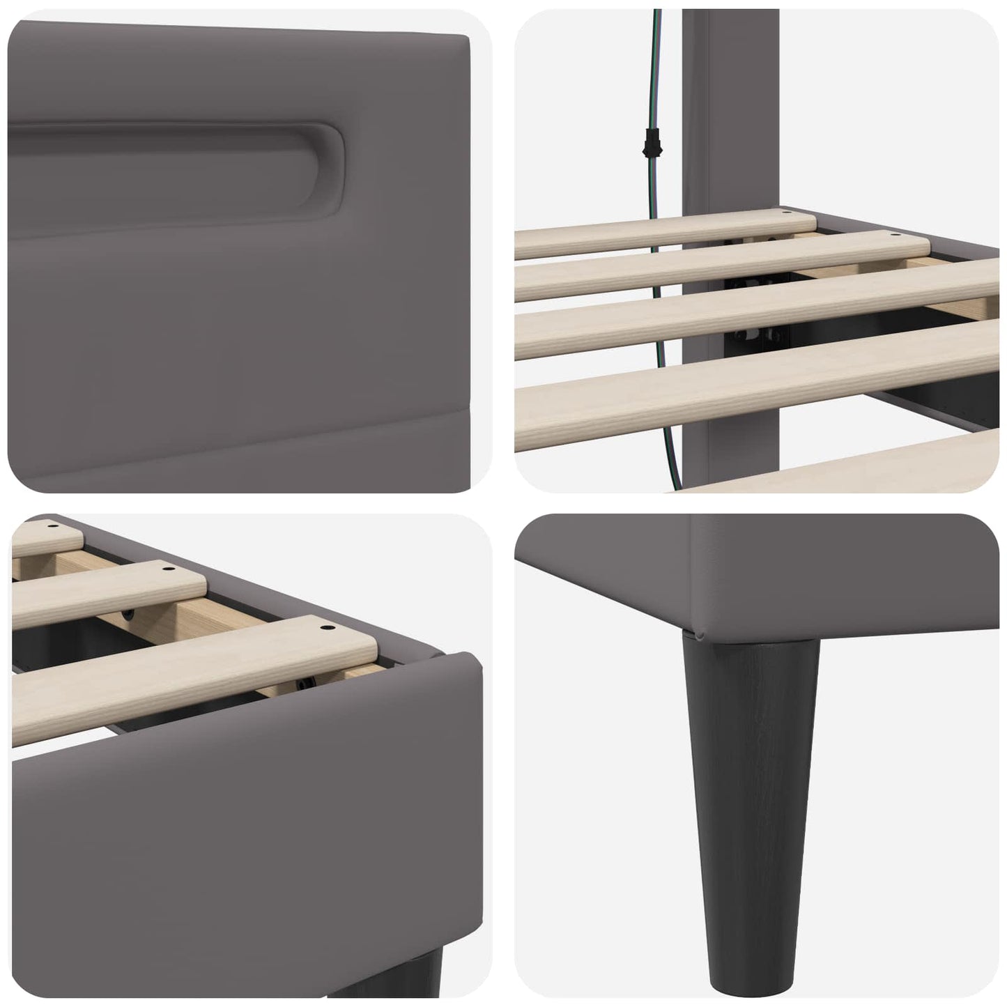 Struttura del letto con testiera Grigio 90 x 190 cm Similpelle | homemem39