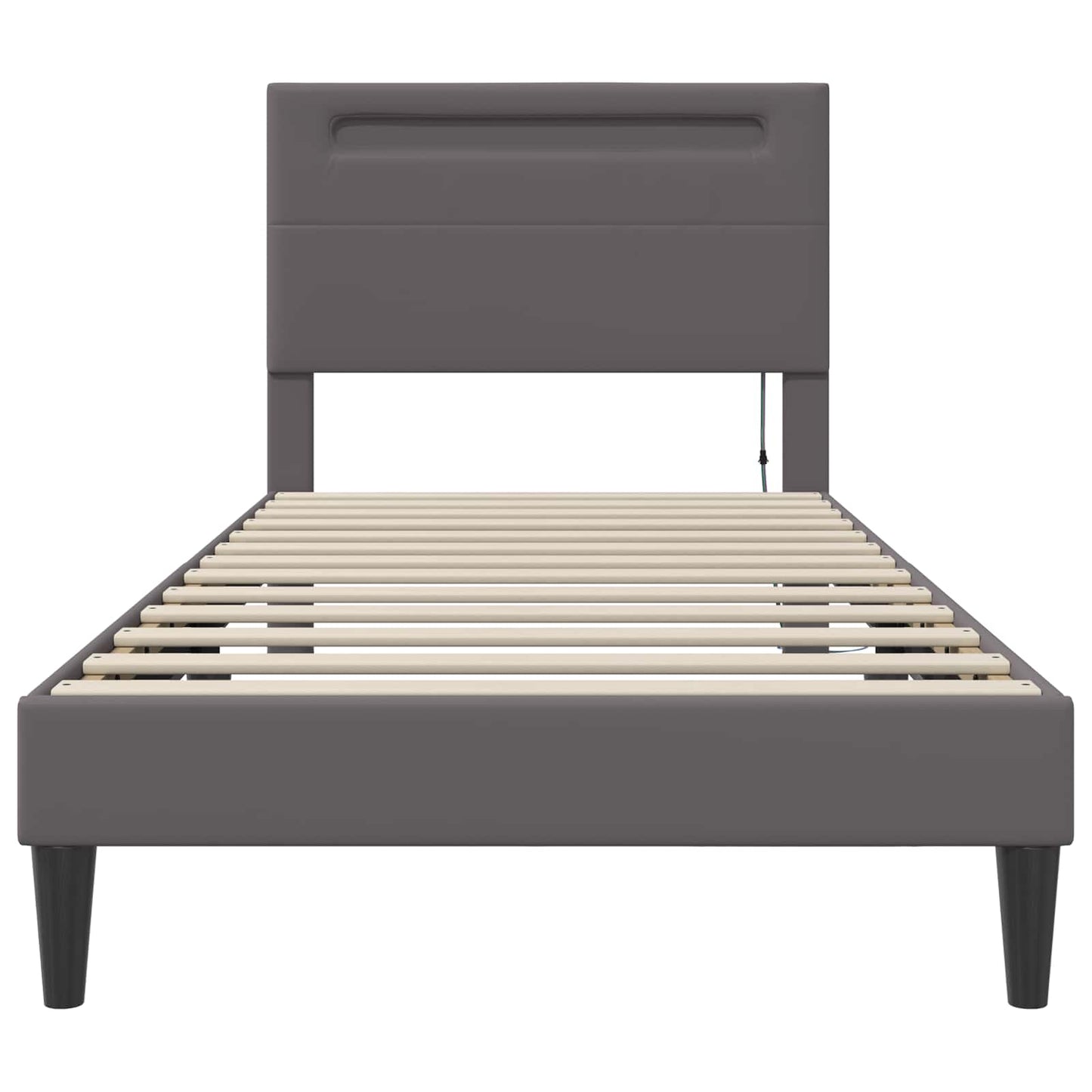 Struttura del letto con testiera Grigio 90 x 190 cm Similpelle | homemem39