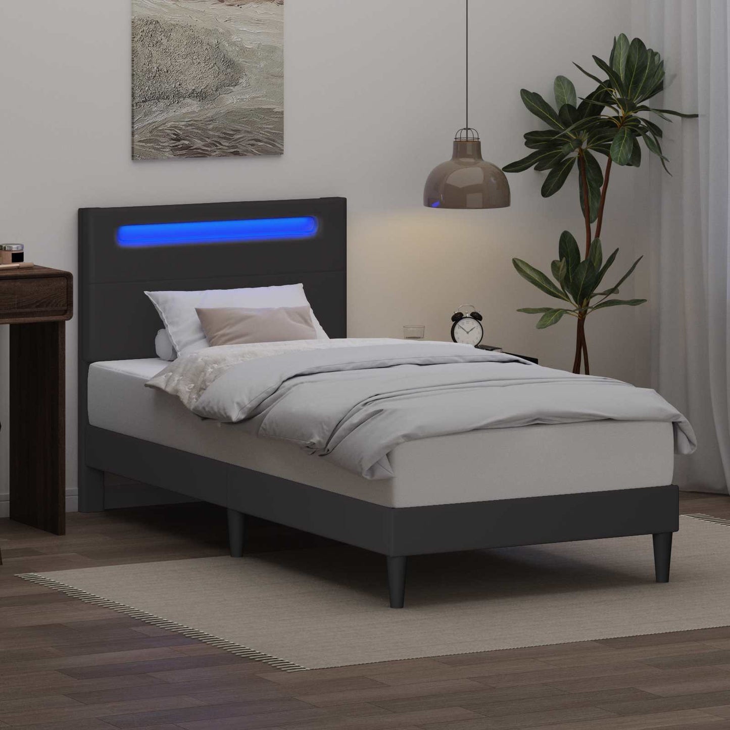 Struttura del letto con testiera Grigio 90 x 200 cm Similpelle | homemem39