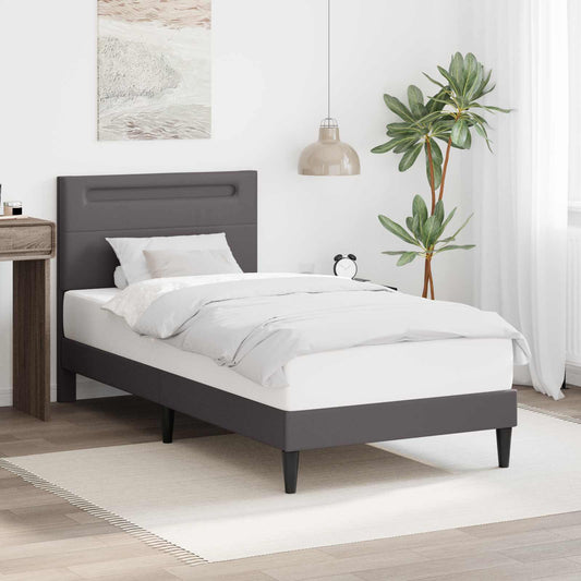 Struttura del letto con testiera Grigio 90 x 200 cm Similpelle | homemem39