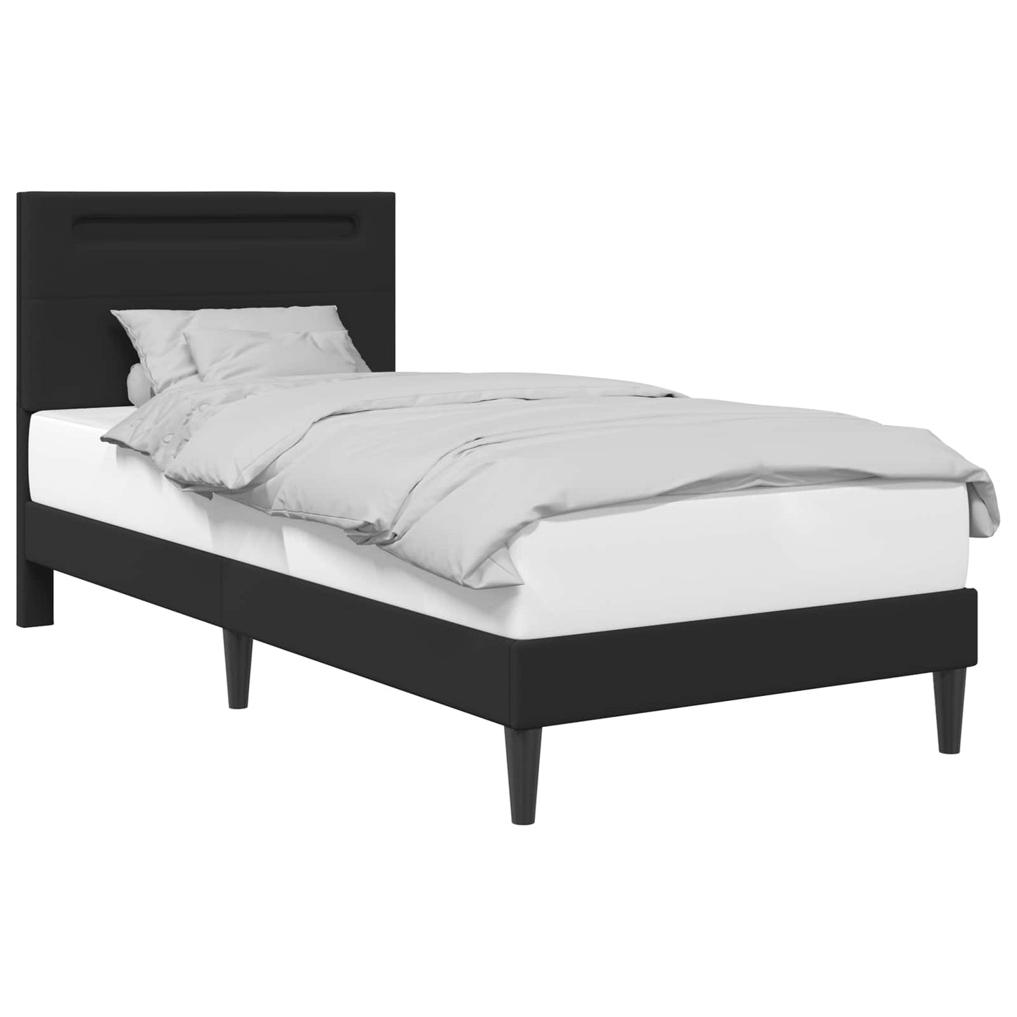 Struttura del letto con strisce LED Nero 90 x 200 cm Similpelle | homemem39
