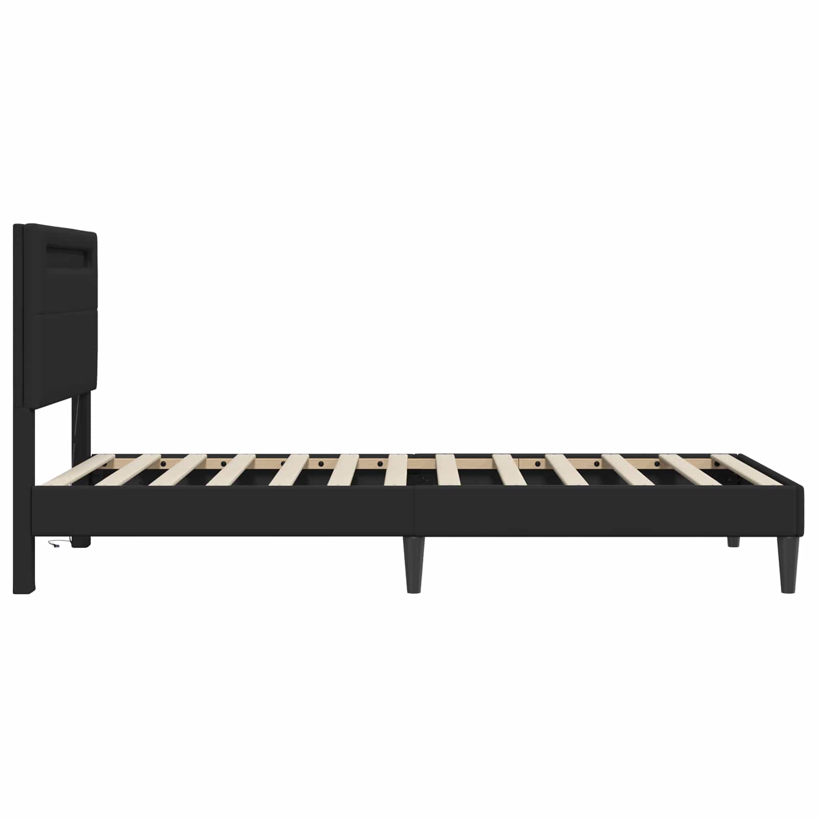 Struttura del letto con strisce LED Nero 90 x 200 cm Similpelle | homemem39