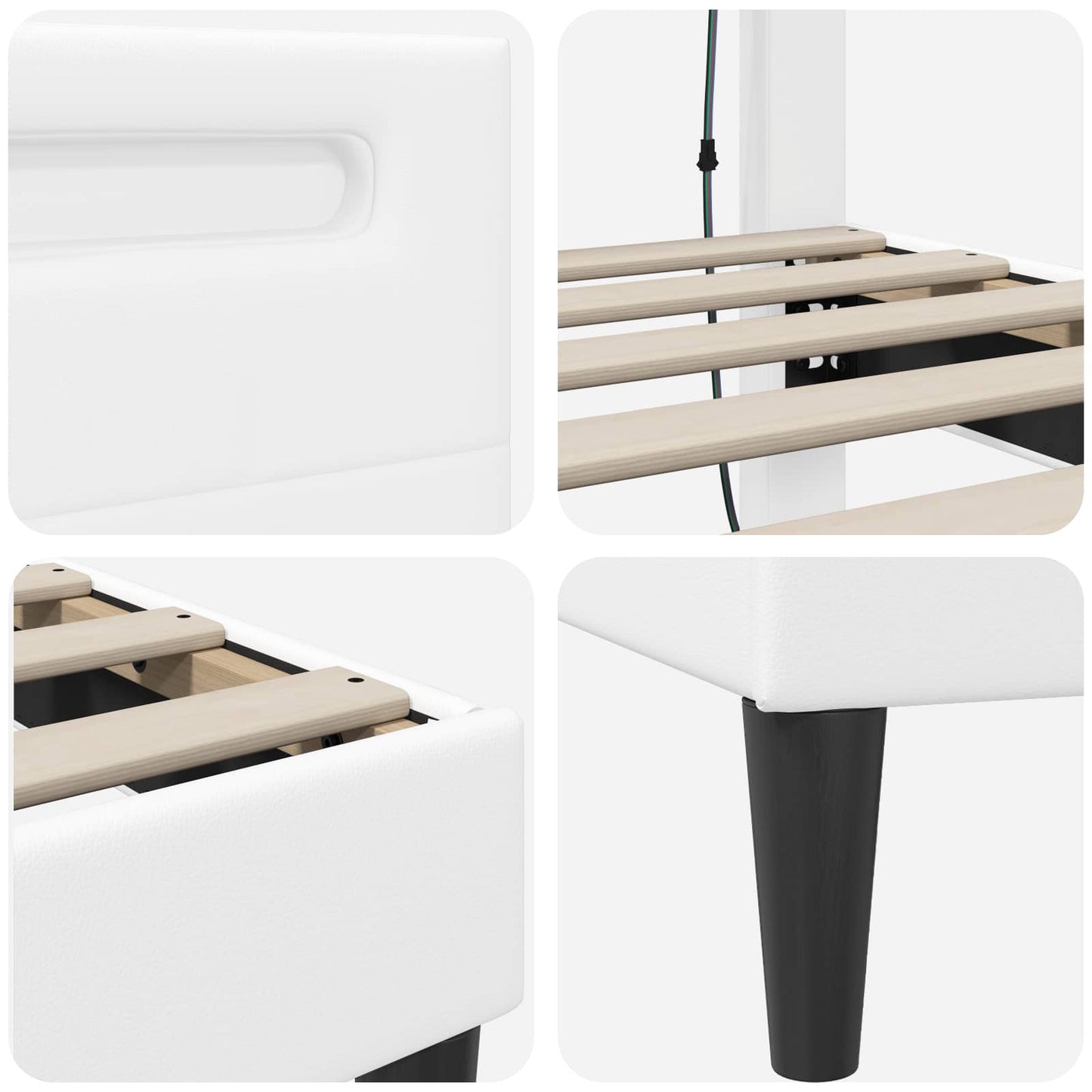 Struttura del letto con testiera Bianco 100 x 200 cm Similpelle | homemem39