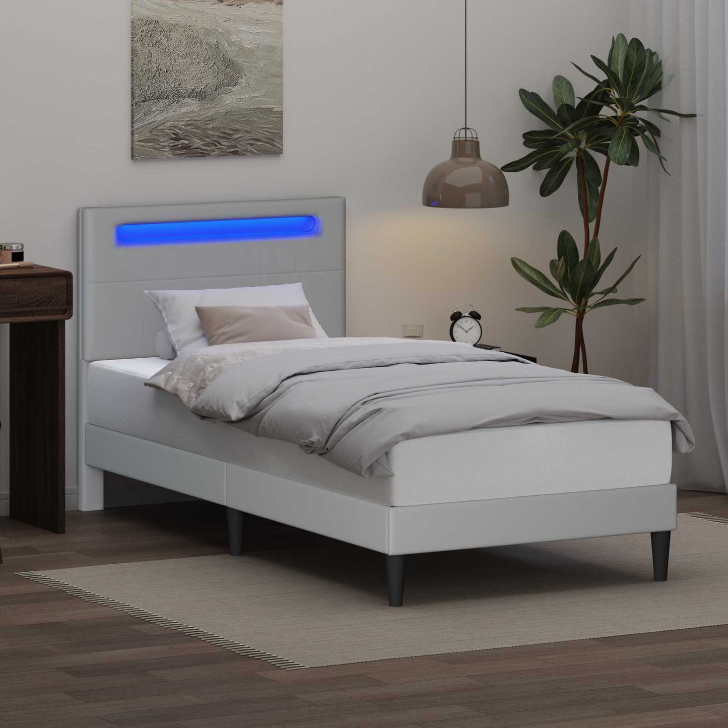 Struttura del letto con testiera Bianco 100 x 200 cm Similpelle | homemem39