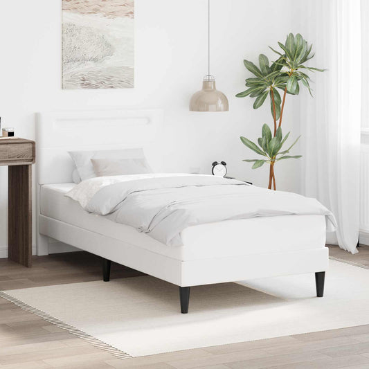 Struttura del letto con testiera Bianco 100 x 200 cm Similpelle | homemem39