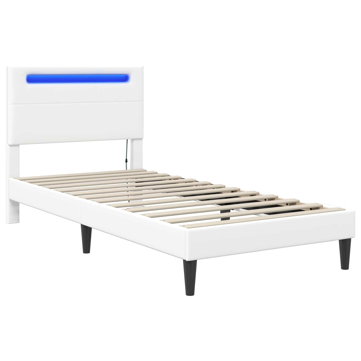 Struttura del letto con testiera Bianco 100 x 200 cm Similpelle | homemem39