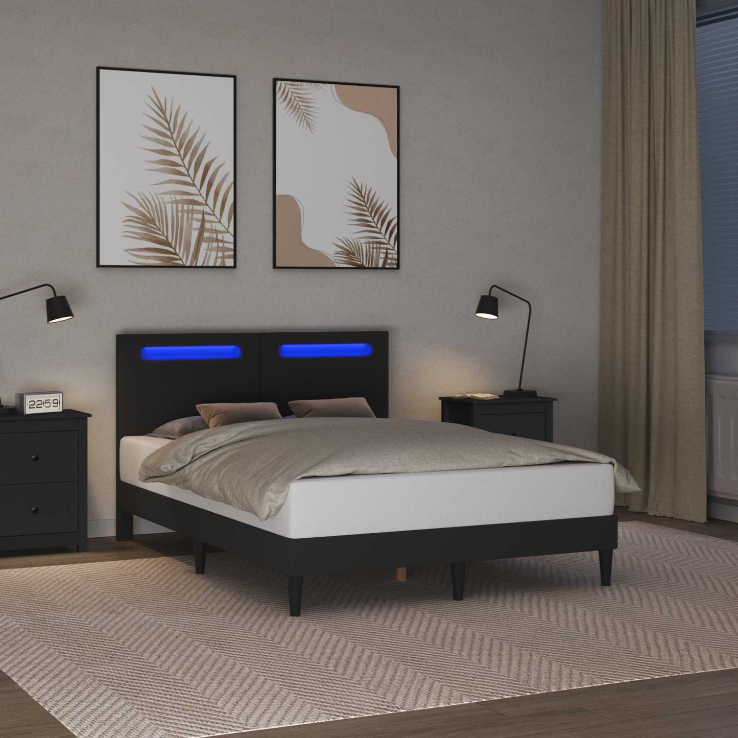 Struttura del letto con testiera Nero 140 x 190 cm Similpelle | homemem39