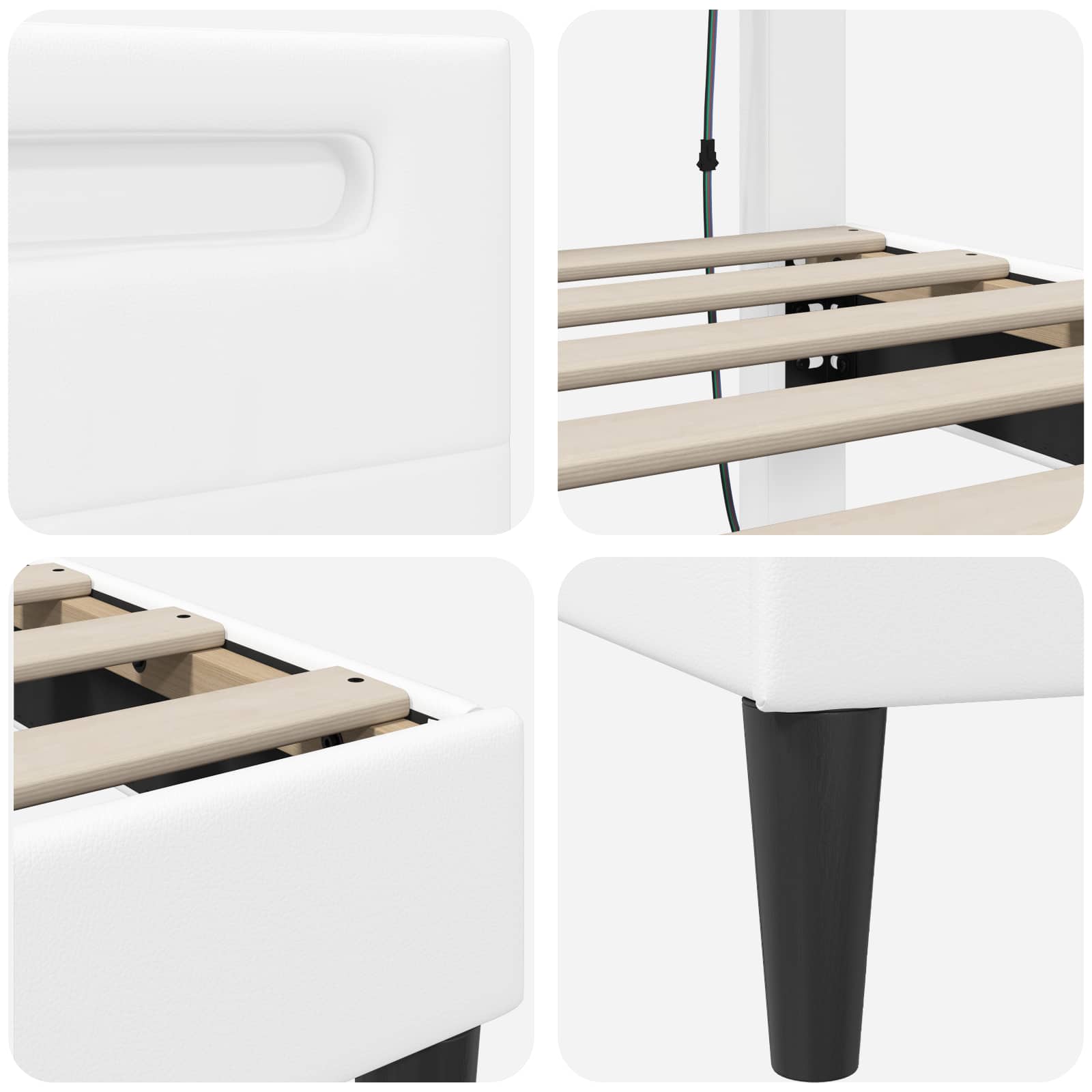 Struttura del letto con testiera Bianco 140 x 190 cm Similpelle | homemem39