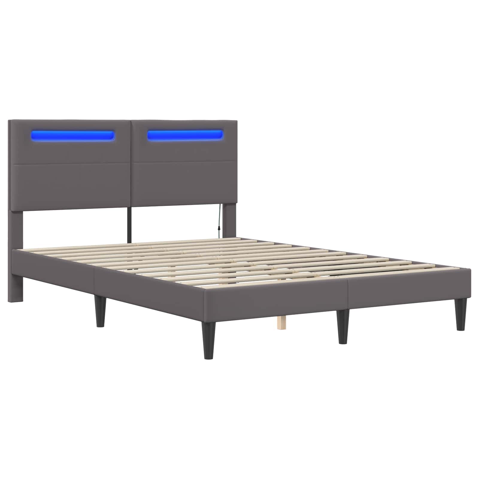 Struttura del letto con testiera Grigio 140 x 200 cm Similpelle | homemem39