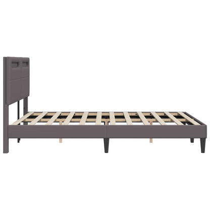 Struttura del letto con testiera Grigio 140 x 200 cm Similpelle | homemem39