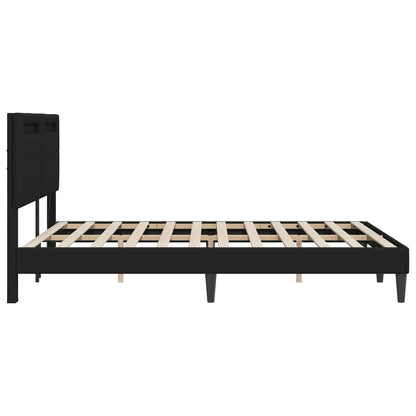 Struttura del letto con testiera Nero 160 x 200 cm Similpelle | homemem39