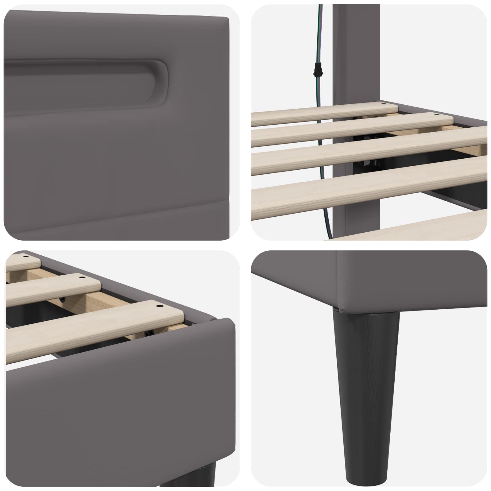 Struttura del letto con testiera Grigio 180 x 200 cm Similpelle | homemem39