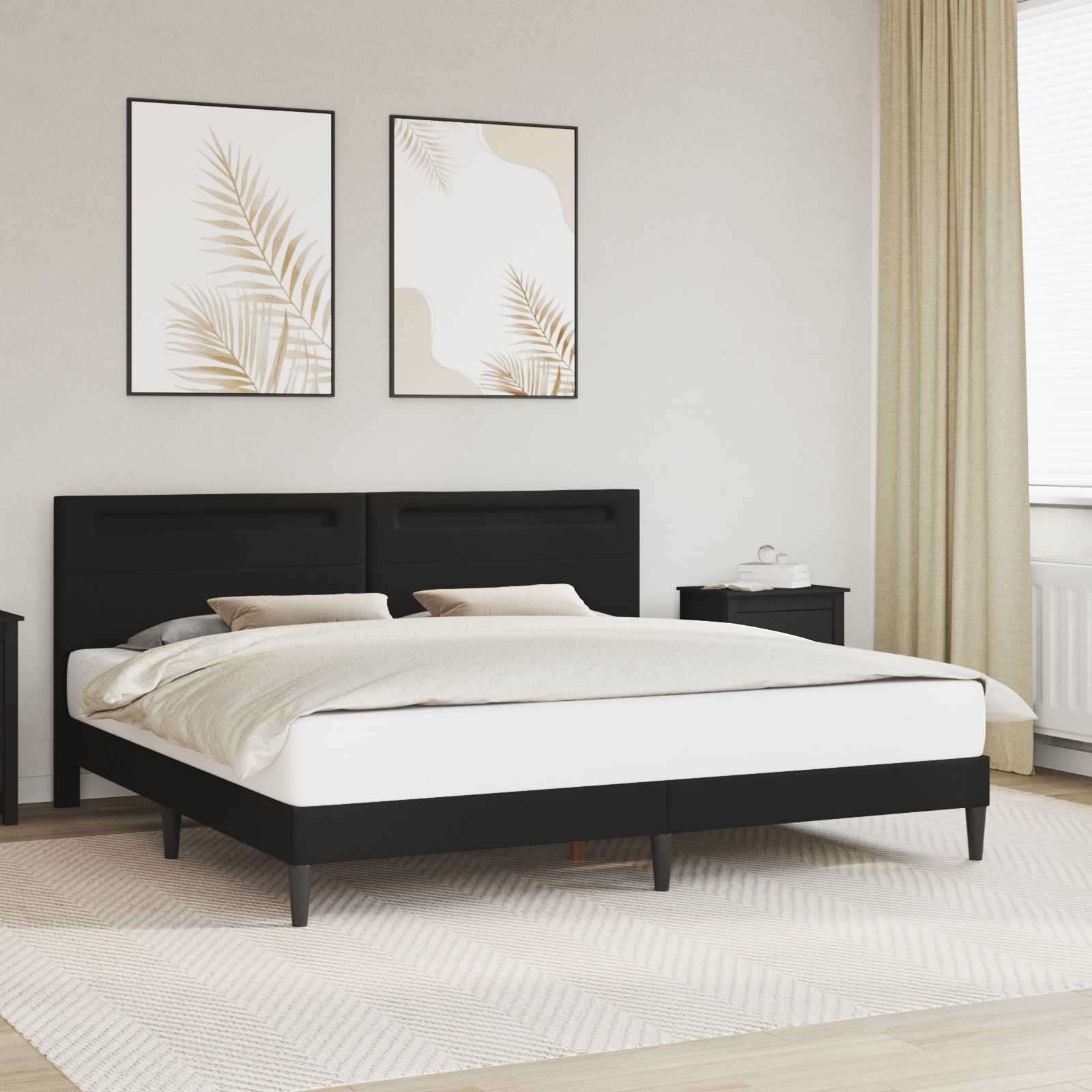 Struttura del letto con testiera Nero 180 x 200 cm Similpelle | homemem39