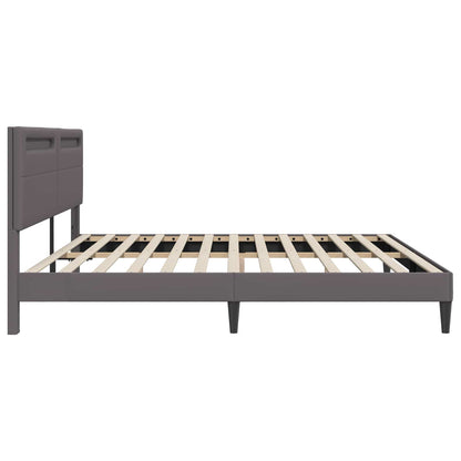 Struttura del letto con testiera Grigio 200 x 200 cm Similpelle | homemem39